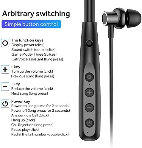 Revolutionary Bluetooth 5.0 Neck Earbuds with 100-Hour Playback – IPX5 Waterproof Sports Headphones for Active Lifestyles, Magnetic Design, Built-in Microphone & TF Card Slot for Ultimate Convenience – Perfect for Gym, Running, and Outdoor Activities (Model A12)