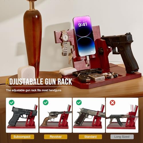 ONETIGRIS Nightstand Organizer, Gifts for Men Women Dad Husband Son Boyfriend Wife, Wood Phone Docking Station Gifts for Father’s Day, Birthday Mother’s Day and Valentine’s Day – Enhanced Compatibility and Speed