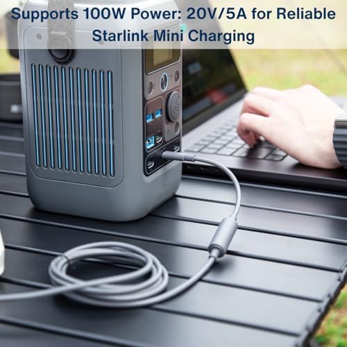 DC Female to USB-C Male Waterproof Power Adapter Cable for Starlink Mini – 100 W PD Power Delivery for Fast Charging, Ideal Outdoor Power Solution, Compatible with USB-C Chargers and Power Banks, Durable and Weather-Resistant Design for Uninterrupted Connectivity