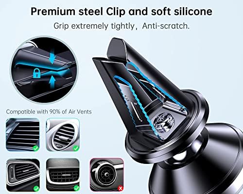 Dual-Pack Car Vent Magnetic Phone Holder for Enhanced Driving Safety | Effortless Installation & 360° Rotation | Compatible with i Phone 13, 12, 11 Pro Max, Samsung & All Smartphones | Strong Magnetic Grip & Reusable Design for Convenient Vehicle Transfers