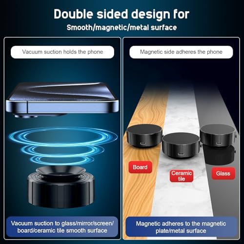 Revolutionary 360-Degree Electric Vacuum Magnetic Phone Mount for Cars – Ultimate Hands-Free Navigation & Secure Grip for All Smartphones Including i Phone 15/14/13/12 – Premium Double-Sided Suction Technology for Glass & Smooth Surfaces – Quick-Release, Compact Design for Effortless Use