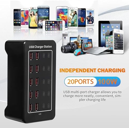 150 W USB C Charging Hub Station with 30 Ports – Fast Multiport Desktop Charger for i Phone 16/15/14/13/12/11, i Pad, and Samsung Galaxy S23/S22 – Optimal Device Compatibility & Safety Features for Efficient Charging Solutions