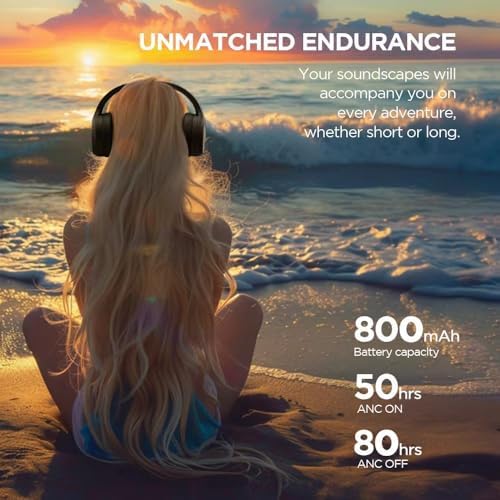 Premium Active Noise Cancelling Over-Ear Bluetooth Headphones – 80-Hour Playtime for Uninterrupted Listening, Deep Bass Audio Experience, Comfort-Focused Memory Foam Cushions, Enhanced ENC Microphone for Superior Call Clarity – Perfect for Frequent Travelers and Remote Workers with Quick Bluetooth Connectivity and Wide Compatibility