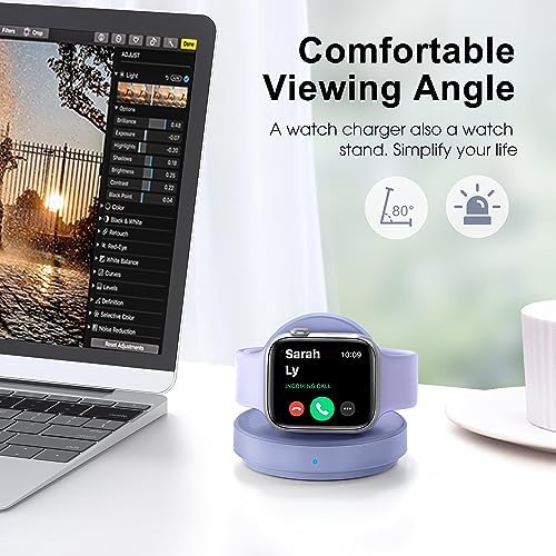Sleek Sky Blue Portable Magnetic Charging Dock for Apple Watch – Fast Wireless Charger with Nightstand Mode, Compatible with Series 10, 9, 8, 7, SE, 6, 5, 4, 3, 2, Ultra 2 – Travel-Friendly Design with Premium Charging Cable for Effortless Power and Style