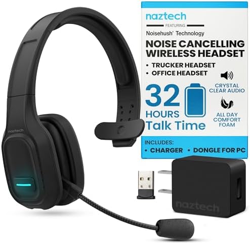 Ultimate Trucker Bluetooth Headset with Advanced Noise-Cancellation – Experience Crystal-Clear Communication and Immersive HD Sound Quality with Custom-Fit Adjustable Headband and Luxurious Memory Foam Ear Cushions – Perfect Wireless Solution for Truck Drivers and On-the-Go Professionals