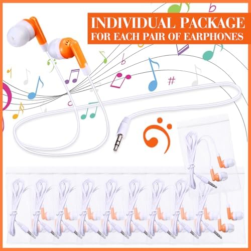 Bulk Konohan 100-Piece Earbuds – Individually Packaged 3.5 mm Headphones for Educational Settings – Lightweight, Durable Student Earphones Designed for Comfort in Classrooms, Libraries, and Learning Environments – Hygienic Black Design for Extended Use and Enhanced Focus