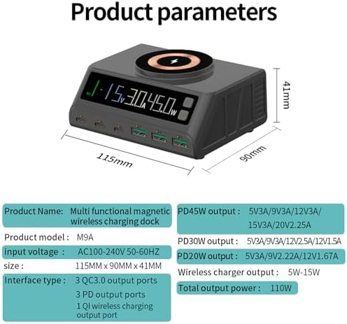 Max Lax 110 W Blue Fast USB Charging Hub – 6-Port Power Station with 3 USB & 3 PD Ports, Digital Display for Rapid Multi-Device Charging of Laptops, Phones & Tablets – Ultimate Efficiency & Safety Features for Tech Enthusiasts