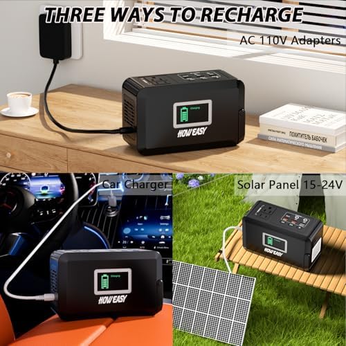 Ultimate HOWEASY 120 W Portable Power Bank – 24000 m Ah High-Capacity Laptop Charger with Dual AC Outlets, Triple DC Ports, and Dual USB QC3.0 Fast Charging – Perfect for Camping, Travel, and Emergency Power Supply with Built-in LED Light