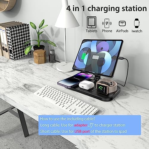 Revolutionary 4-in-1 Wireless Charging Hub for Apple Devices – Rapid Multi-Device Dock Compatible with i Phone 16 Pro Max, 15, 14, 13, Air Pods Pro 2, i Pad, and i Watch 10/9/Ultra 2 – Sleek, Compact Design with Advanced Safety Features and Effortless Positioning for the Modern Tech User
