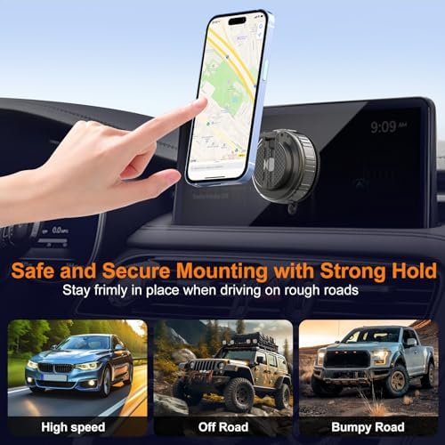 Kairiyard Phone Holders for Your Car, Ultra Vacuum Suction Cup Magnetic Car Phone Holder Mount 360° Adjustable Foldable Cars Phone Stand Compatible with MagSafe iPhone All Smartphones – Enhanced Compatibility and Speed