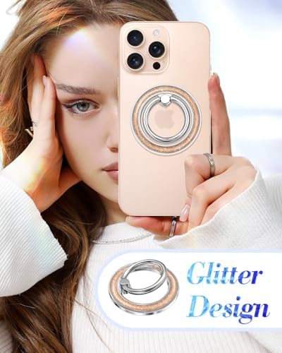 Glamorous Glitter Magnetic Phone Ring Holder for i Phone – Chic Mag Safe-Compatible Grip for Easy One-Handed Use – Stylish Finger Stand Accessory for Women – Perfect for Hands-Free Video Calls and Everyday Convenience – Secure, Durable, and Easy to Clean