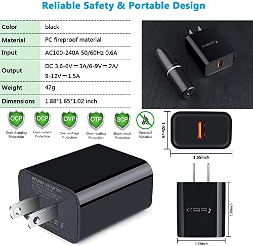 Supercharged Type C Fast Charger for Samsung Galaxy S Series & LG Stylo – Quick Charge 3.0 Dual Adapter with 3 FT & 6 FT USB C Cables for Maximum Convenience and Speed – Ultimate Home and Car Charging Solution