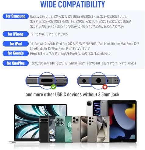 Ultimate USB C Over-Ear Sport Headphones for Active Users – Secure Hook Design for i Phone 16 & Samsung Galaxy S24 – High-Fidelity Wired Earbuds with Built-In Mic for Unmatched Comfort and Sound Quality During Workouts and Daily Activities