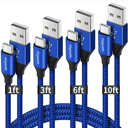 etguuds 4-Pack USB Type C Charging Cable – 6 ft Nylon Braided Fast Charger Cord for Samsung Galaxy S20/S10/S9/Note Series & Moto G – Superior Durability and High-Speed Power Delivery Up to 3 A – Ideal for Home, Office, and On-the-Go Use