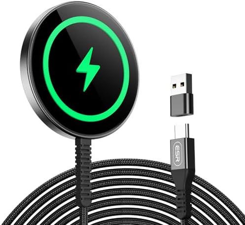 ESR Mag Safe 15 W Wireless Charger – Dual USB-C Charging Pad for i Phone 16 Pro Max, 16 Pro, 16, 16 Plus, 15, 14, 13, 12, and Galaxy S25 – Sleek Desert Titanium Finish – Effortless Magnetic Alignment for Air Pods Pro/3/4 – High-Speed Charging & Enhanced Device Compatibility