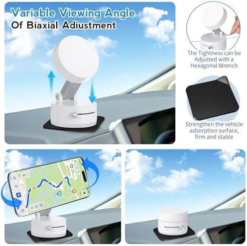 Kingdder Vacuum Magnetic Suction Phone Holder Updated 360° Rotatable and Foldable Magnetic Phone Mount Stand for Car, Gym – Enhanced Compatibility and Speed