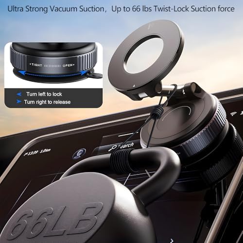 Revolutionary Magnetic Car Phone Holder for Mag Safe – 360° Adjustable Suction Cup Mount for Optimal Smartphone Positioning – Universal Compatibility for i Phone and Android – Enhance Safety and Accessibility While Driving – Perfect for Busy Lifestyles and Hands-Free Navigation