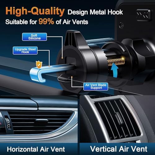 Military-Grade Suction Car Phone Holder – 3-in-1 Versatile Mount for Dashboard, Windshield & Air Vent – Universal Fit for i Phone & Android – Enhanced Stability with 360-Degree Rotation for Safe Navigation & Hands-Free Use
