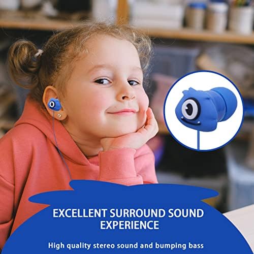 Vibrant Blue Monster Kids Earbuds with Mic – Fun Wired In-Ear Headphones for School & Play – Ultimate Back to School Gift for Boys and Girls, Superior Sound Quality, Lightweight Comfort, Includes Durable Storage Case for Easy Transport