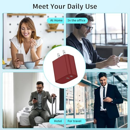 High-Speed Dual-Port USB C Charger Block – 3-Pack 20 W Type-C Wall Adapter for i Phone and i Pad Pro – Ultimate Convenience for Multi-Device Charging on the Go, Safe & Compact Design