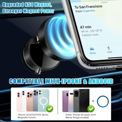 Ultimate 360° Magnetic Suction Cup Phone Mount – Adjustable, Foldable Design for All Smartphones – Effortless Hands-Free Navigation with Robust Grip on Any Surface – Perfect for Safe Driving and Stylish Functionality