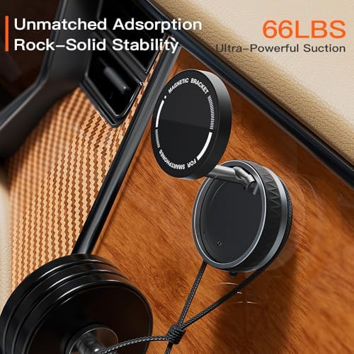 Ultimate Vacuum Suction Magnetic Car Phone Holder for Mag Safe | 66 LBS Super Strong Suction Cup | 360° Adjustable Magnetic Mount | Quick Release Design | Universal Compatibility for All Smartphones on Smooth Surfaces | Enhanced Driving Safety and Convenience