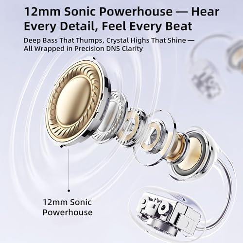 M97 Featherlight Open Ear Bluetooth 5.3 Clip-On Earbuds – Superior Waterproof Headphones with 50-Hour Battery, Immersive Deep Bass, and Quick Charge – Perfect for Running, Gym, and Active Lifestyles in Trendy Purple