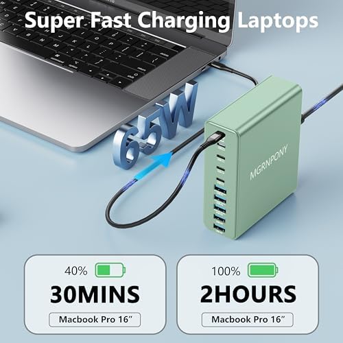 Power Up Like Never Before: 320 W Multi-Device USB C Charger Block with 10 Ports – Ga N III Fast Charging Station for Laptops, Tablets & Smartphones – Perfect for Mac Book Pro/Air, DELL, i Pad, i Phone, Samsung Galaxy – Ultimate Compatibility & Safety Features