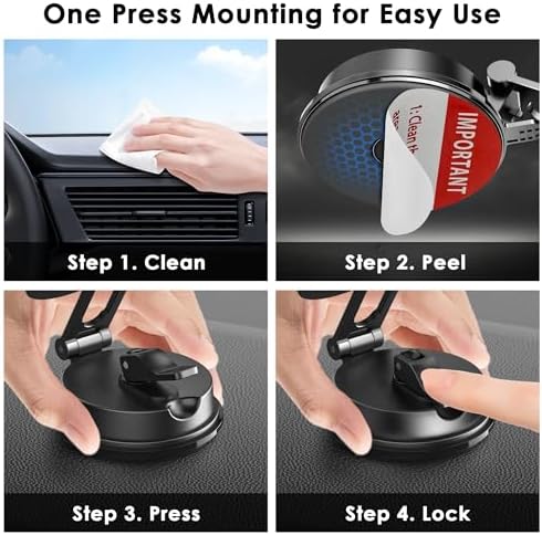 Crea Dream Premium Magnetic Car Phone Holder – Ultra-Stable Suction Cup Mount for i Phone 16, 15, 14, 13, 12 Series & Mag Safe Cases – Effortless 360-Degree Rotation for Safe Hands-Free Driving – Dashboard, Windshield & Vent Compatible – Stylish & Functional Automotive Accessory