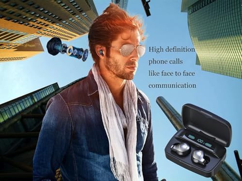 Revolutionize Your Audio Experience with Bluetooth 5.0 Wireless Earbuds – 4 Microphone Technology for Superior Call Clarity, Touch Control, USB-C Quick Charge, Deep Bass Immersion, and Smart In-Ear Detection for Uninterrupted Listening (Black F8) – Perfect for Music Lovers and On-the-Go Professionals