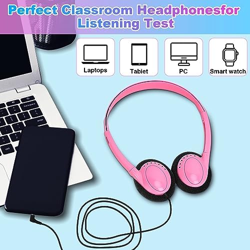 Bulk Classroom Headphones 25 Pack – Premium Durable Wired Earphones for Enhanced Student Learning, Comfortable Fit for Kids and Adults – Superior Sound Quality for Educational Use (HY103, 25 Black)