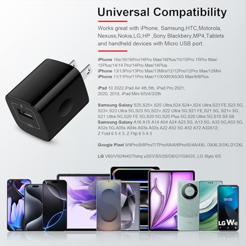Sicodo 4-Pack High-Speed USB Wall Charger Block – Universal Fast Charging Adapter for i Phone 16/15/14/13/SE (2020) & Samsung Galaxy S25/S24/S23 – Compact Travel-Friendly Design for Enhanced Portability and Performance – Stay Connected Anytime, Anywhere!