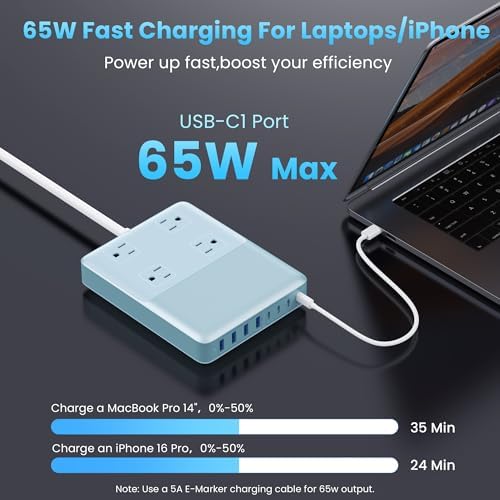 Revolutionize Your Charging Setup with the 12-in-1 USB C Power Strip – 200 W Ga N IV Fast Charger with 4 AC, 4 USB-A, and 4 USB-C Ports, Perfect for Mac Book and i Phone 16/15/14 – 5 ft Cord for Ultimate Flexibility in Home and Office Environments