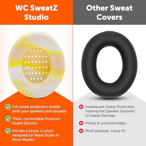 Upgrade Your Beats: WC Sweat Z Studio Earpad Covers for Studio 2 & 3 | Revolutionary Sweatproof Design, Effortlessly Washable, Perfect Fit | Unmatched Protection for Headphones & Enhanced Comfort