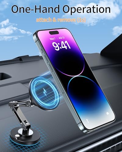 Revolutionary ZBF Magnetic Smartphone Holder for Cars – 360° Rotating Dashboard & Windshield Mount for Enhanced Hands-Free Navigation – Secure Magnetic Grip Ideal for i Phone 16/15/14/13 Pro Max and All Smartphones – Effortless Installation & Sleek Design for Ultimate Driving Convenience