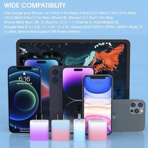 i GENJUN 4 Pack USB C Fast Charger Block – 20 W Power Delivery 3.0 Wall Adapter for i Phone 16/15/14, Galaxy & Pixel – Portable Type C Power Adapter for Air Pods Pro – Compact Travel Essential with Superior Speed and Compatibility