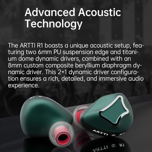 ARTTI R1 High-Fidelity In-Ear Monitors – Premium Wired Earbuds Featuring Triple Dynamic Drivers for Unmatched Sound Clarity, Customizable Detachable 0.78 mm 2-Pin Cable for Tailored Audio Performance, Ultra-Lightweight Ergonomic Build for All-Day Comfort, and Universal 3.5 mm Connector for Effortless Device Compatibility – The Ultimate Solution for Musicians, Audiophiles, and Gamers Seeking Exquisite Audio Quality