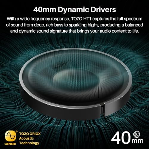 TOZO HT2 Wireless Over-Ear Headphones with Superior Active Noise Cancellation – Immerse in 60-Hour Playtime, Personalized Hi-Res Audio with Custom EQ, and Rich Deep Bass – Luxurious Khaki Design for Home, Office, and Travel Enthusiasts Seeking Unmatched Comfort and Sound Quality