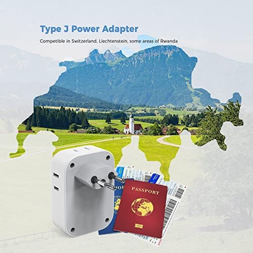Ultimate European Travel Power Adapter: 4 AC Outlets & 3 Fast Charge USB Ports (1 USB-C PD 20 W) – Compact, Foldable Design for Effortless Connectivity in Spain, France, Germany, Italy, Portugal & Iceland – Versatile Compatibility for All Your Devices