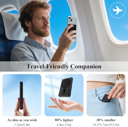 Minthouz 5000 m Ah Magnetic Portable Charger – Wireless Power Bank with USB-C Fast Charging for i Phone 12 to 16 Series – Sleek Mag Safe Battery Pack for Effortless On-the-Go Charging and Enhanced Device Usability