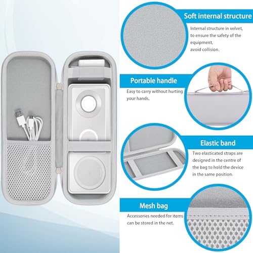 Khanka Premium Hard Travel Case for Anker 3-in-1 Wireless Charger – Shockproof, Portable Storage Solution with Custom Fit – Sleek White Design for Enhanced Protection and Style – Ideal for Travel and Everyday Use
