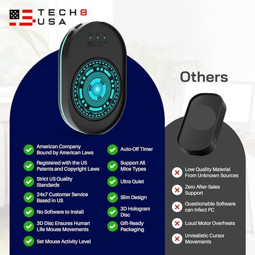 Revolutionize Your Workflow with the TECH8 USA Mouse Mover – Undetectable Jiggler for Laptops & PCs, Plug-and-Play Convenience, Random Movement Patterns, Patented Technology, Fun 3 D Hologram Alien Design, Enhanced Compatibility for Seamless Productivity, Perfect Work from Home Accessory