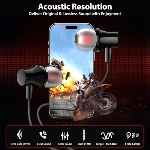 Jiunai USB-C Wired Earbuds: Superior Noise-Isolating In-Ear Headphones for i Phone 16, Samsung Galaxy, and More | Ergonomic Design with Magnetic Connector | Customizable Fit with Multiple Ear Tips (S, M, L) | Built-in Microphone for Clear Hands-Free Calls | Perfect for Music, Gaming, and Daily Use