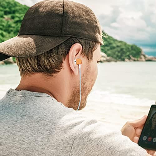 Eco-Friendly Wood Earbuds – Premium Noise-Isolating Headphones with In-Line Microphone for Seamless Calls and Music Control – Lightweight, Handcrafted, and Compatible with All Devices – Perfect for Music Lovers Seeking Natural Sound Quality