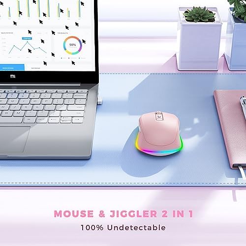 PEIOUS Rechargeable Wireless Mouse with LED – Innovative Jiggler Technology to Keep Your Computer Awake – Sleek Black Design for Optimal Comfort and Productivity