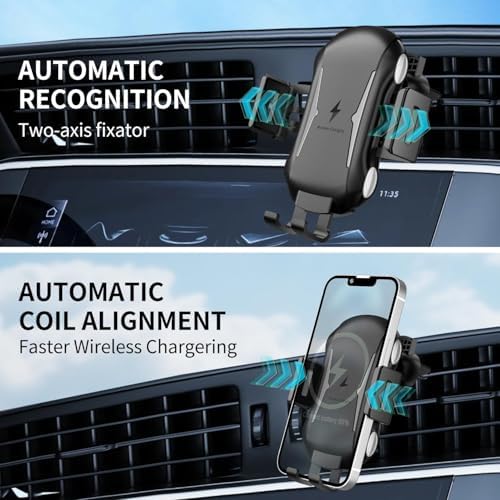Elevate Your Driving Experience with the 15 W Wireless Car Charger – Auto-Clamping Air Vent Mount for i Phone 15/14/13/12 Series, Effortless Fast Charging and 360-Degree Viewing Flexibility for Modern Motorists