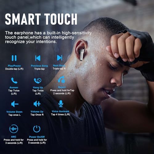 ZIPFORCE True Wireless Earbuds – Cutting-Edge Bluetooth 5.3 with 4-Mic Noise Cancellation for Enhanced Call Quality, IPX6 Waterproof for Active Use, 40-Hour Extended Battery Life, Touch Controls – Perfect for Audiophiles and Fitness Enthusiasts Seeking Superior Sound Performance