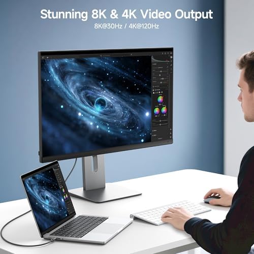 High-Speed 20 Gbps USB C to USB C Monitor Cable – 6 ft, Supports 8 K@30 Hz & 4 K@120 Hz Video, 240 W Power Delivery, Ideal for Gaming & Professional Use, Compatible with Thunderbolt 4, Car Play, Android Auto – Ultimate Connectivity Solution for Enhanced Performance