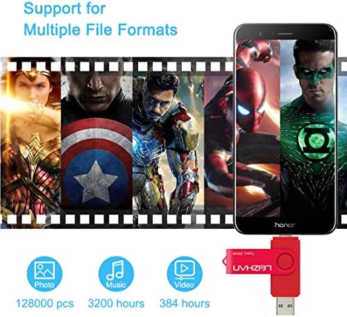 Leizhan 128 GB Type C USB Flash Drive – High-Speed USB 3.0 OTG Thumb Drive for Samsung Galaxy S10, S9, Note 9 & Google Pixel XL – Versatile Dual Connector for Effortless Data Transfer and Enhanced Storage Solutions