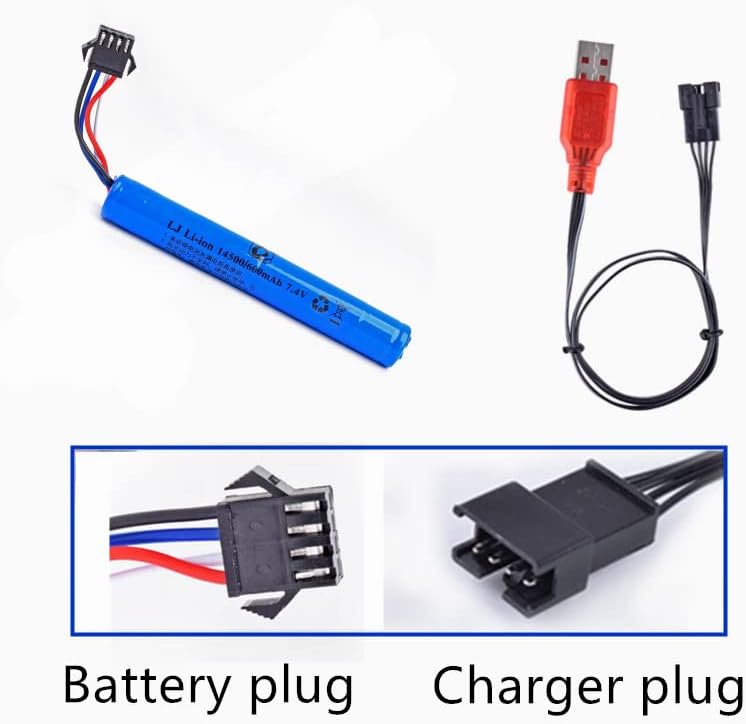 High-Performance CBB 7.4 V 600 m Ah Li-ion Battery with SM-4 P Plug & USB Charger – Ultimate Power Solution for Airsoft Guns & Gel Blasters, Extended Playtime, and Superior Compatibility